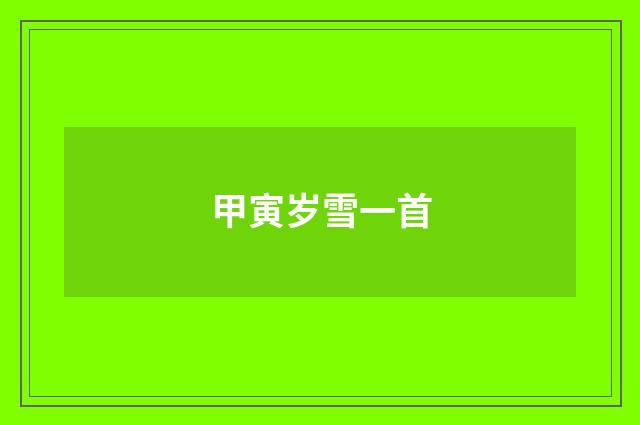 甲寅岁雪一首