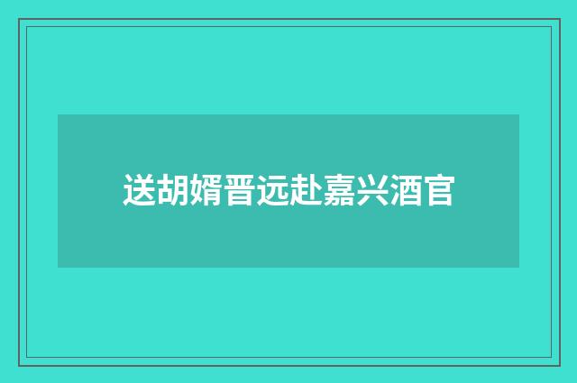 送胡婿晋远赴嘉兴酒官