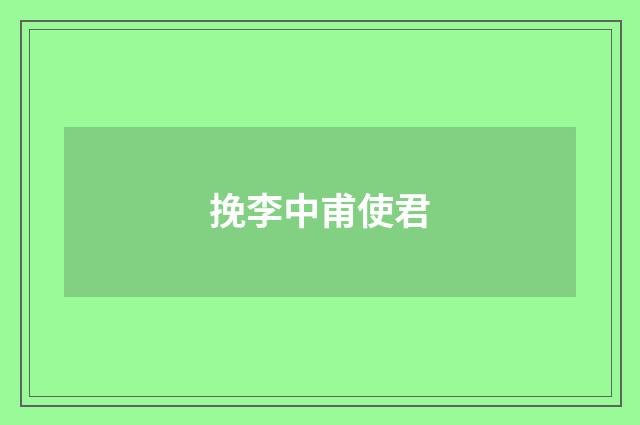 挽李中甫使君