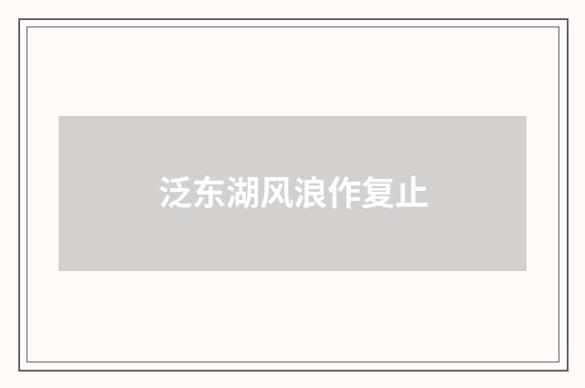 泛东湖风浪作复止