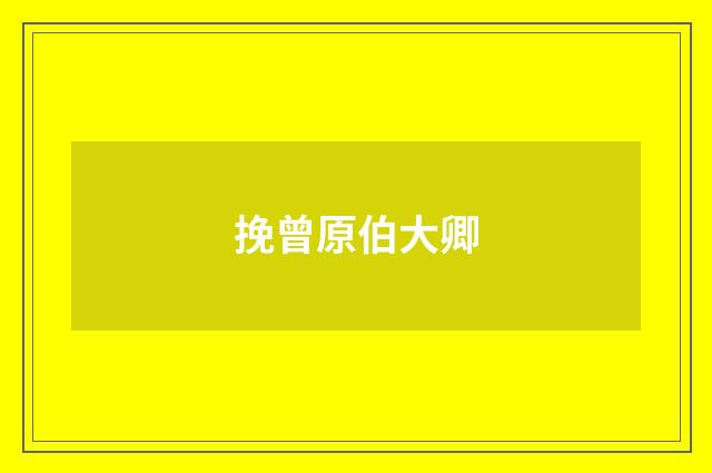 挽曾原伯大卿