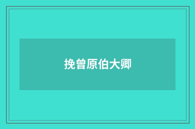 挽曾原伯大卿