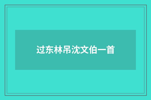 过东林吊沈文伯一首