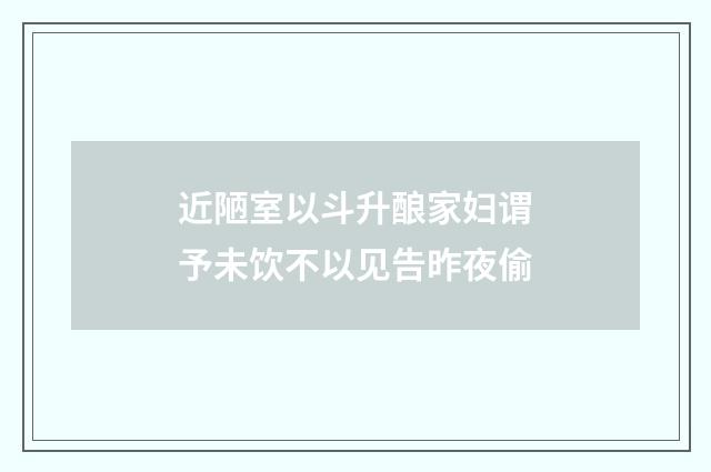 近陋室以斗升酿家妇谓予未饮不以见告昨夜偷