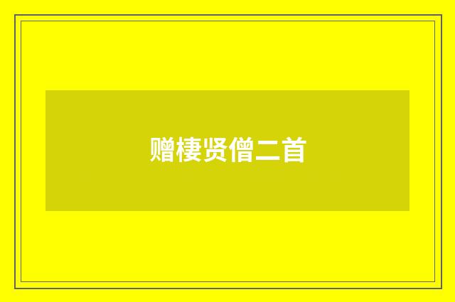 赠棲贤僧二首