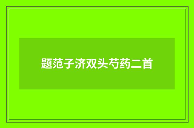 题范子济双头芍药二首