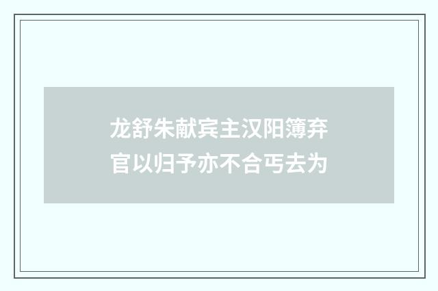 龙舒朱献宾主汉阳簿弃官以归予亦不合丐去为