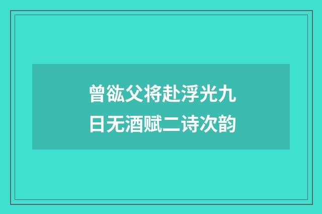 曾谹父将赴浮光九日无酒赋二诗次韵