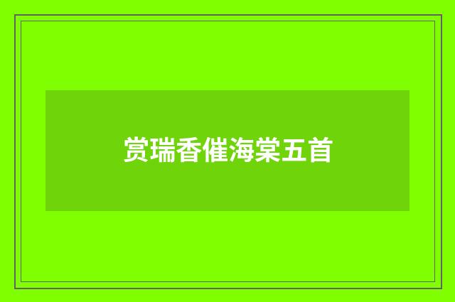 赏瑞香催海棠五首