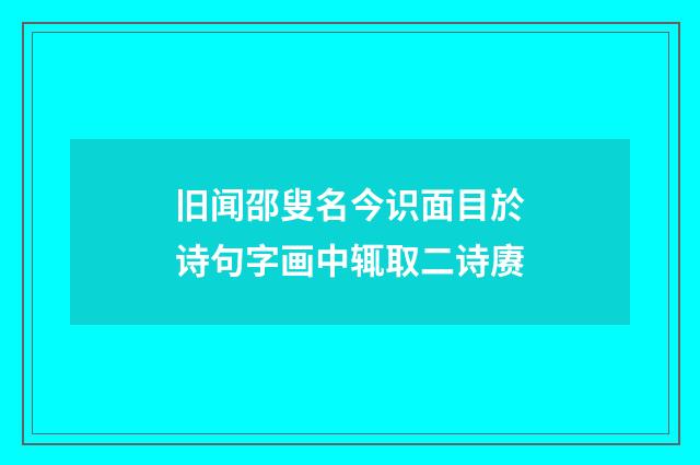 旧闻邵叟名今识面目於诗句字画中辄取二诗赓
