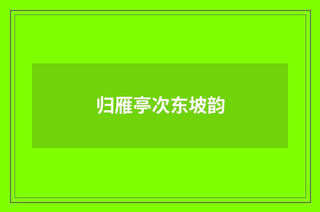 归雁亭次东坡韵