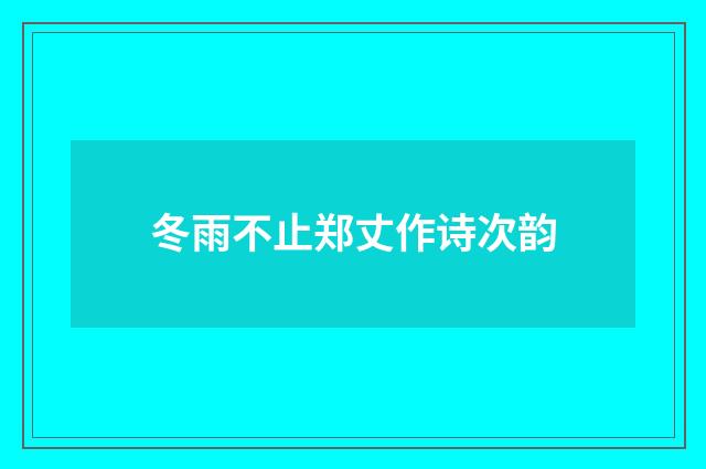 冬雨不止郑丈作诗次韵