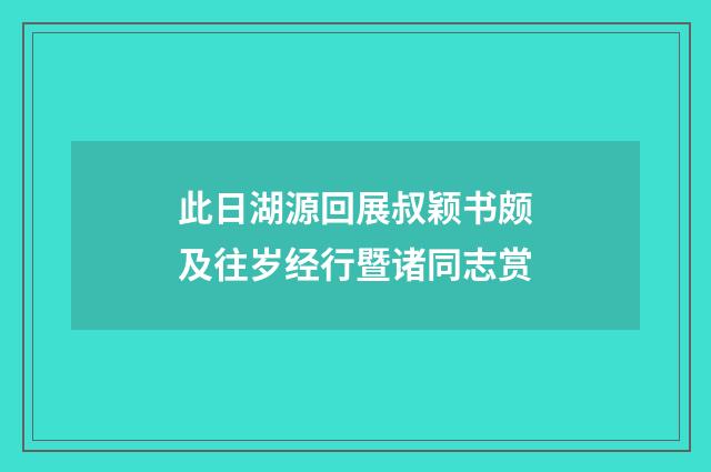 此日湖源回展叔颖书颇及往岁经行暨诸同志赏