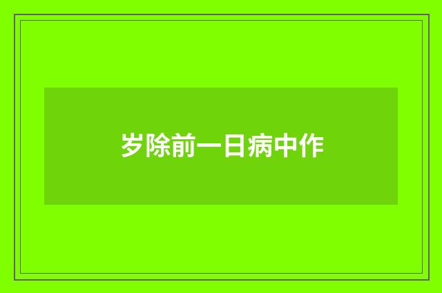 岁除前一日病中作