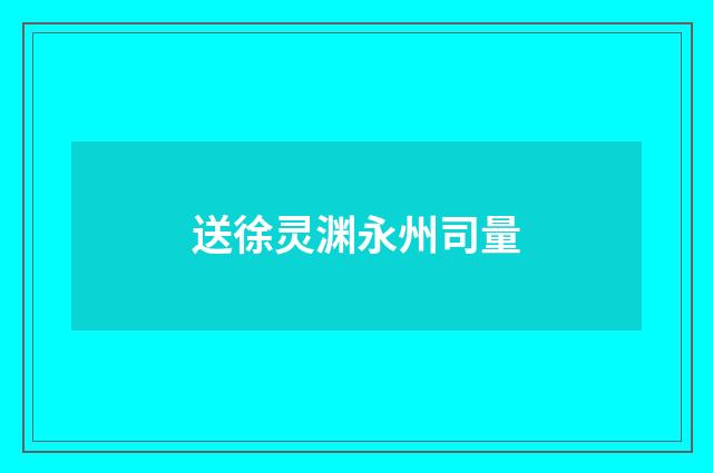 送徐灵渊永州司量