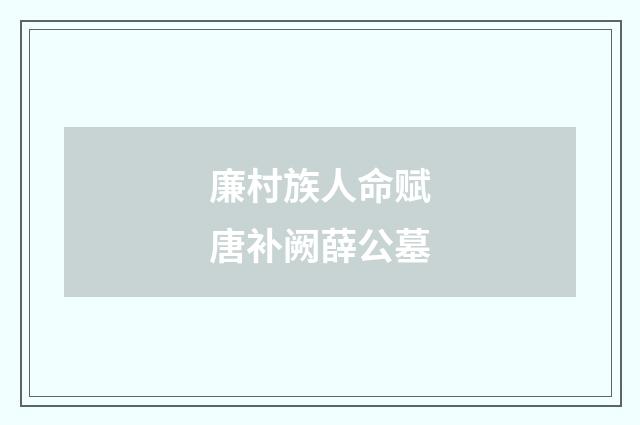 廉村族人命赋唐补阙薛公墓