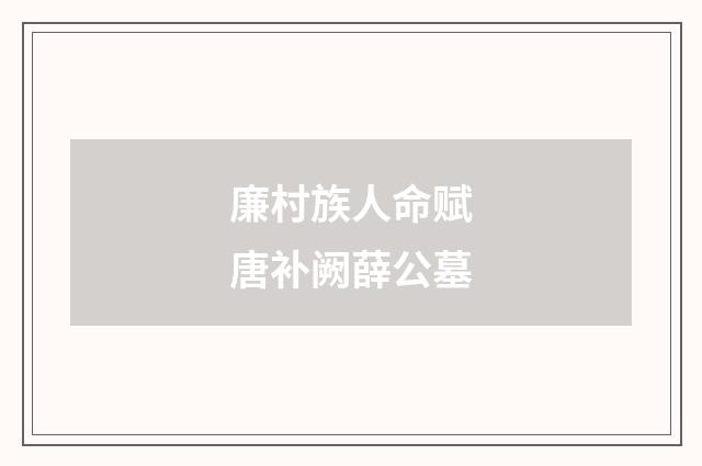 廉村族人命赋唐补阙薛公墓