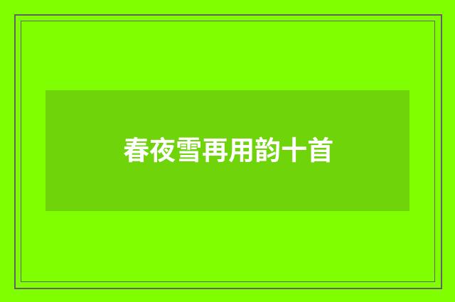 春夜雪再用韵十首