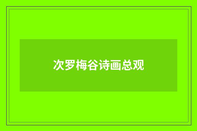 次罗梅谷诗画总观