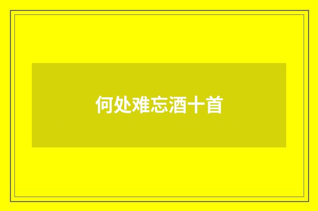 何处难忘酒十首