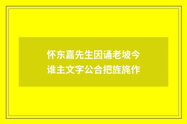 怀东嘉先生因诵老坡今谁主文字公合把旌旄作