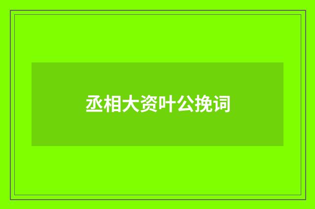 丞相大资叶公挽词