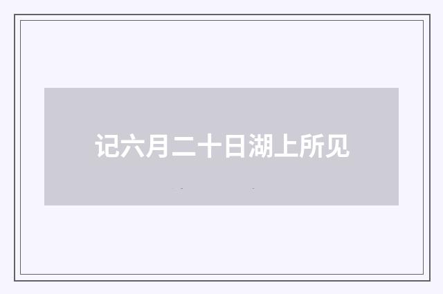 记六月二十日湖上所见