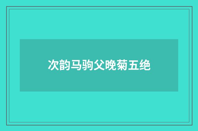 次韵马驹父晚菊五绝