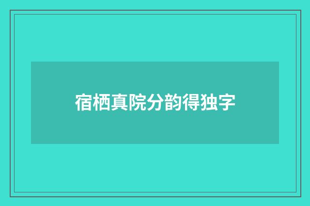 宿栖真院分韵得独字