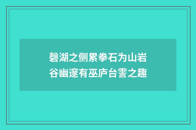 磬湖之侧累拳石为山岩谷幽邃有巫庐台霅之趣