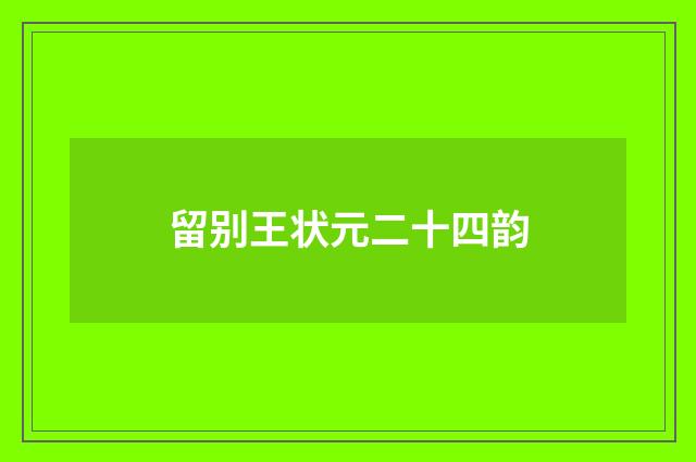 留别王状元二十四韵