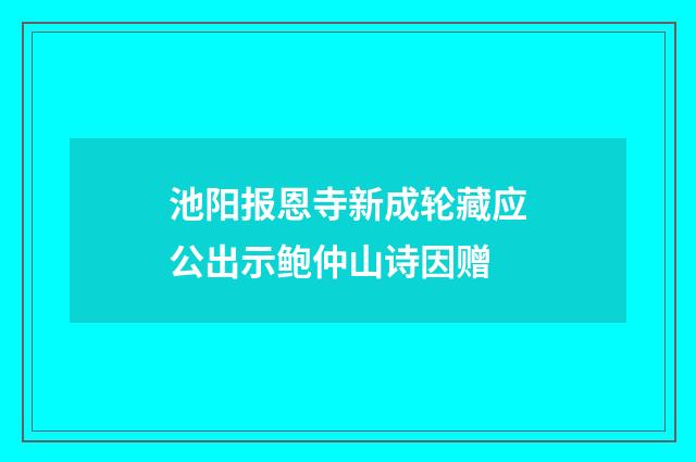 池阳报恩寺新成轮藏应公出示鲍仲山诗因赠
