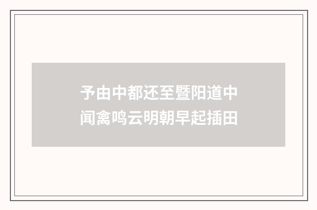 予由中都还至暨阳道中闻禽鸣云明朝早起插田