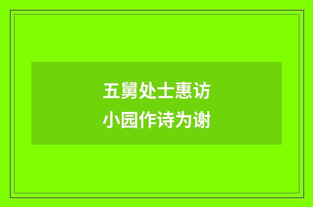 五舅处士惠访小园作诗为谢