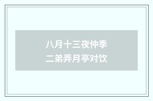 八月十三夜仲季二弟弄月亭对饮