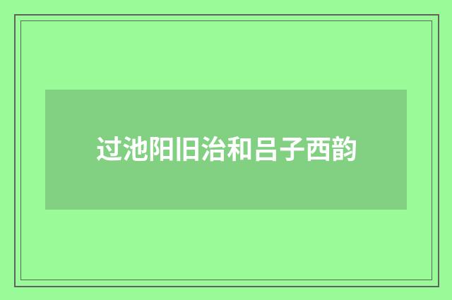 过池阳旧治和吕子西韵