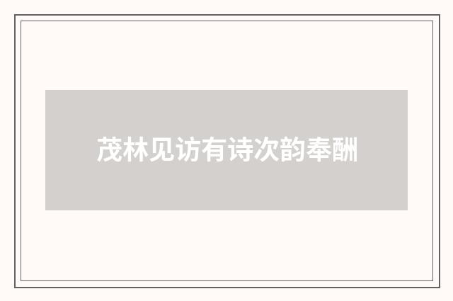 茂林见访有诗次韵奉酬