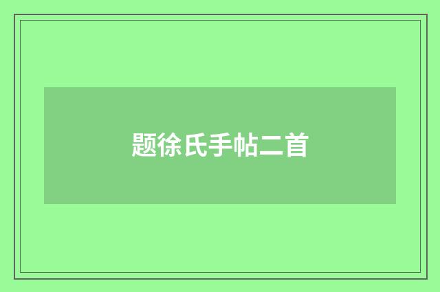 题徐氏手帖二首