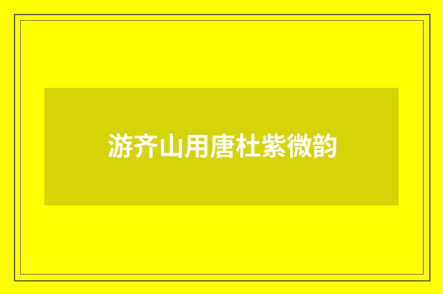 游齐山用唐杜紫微韵