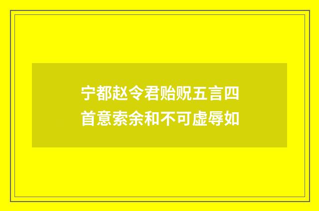 宁都赵令君贻贶五言四首意索余和不可虚辱如