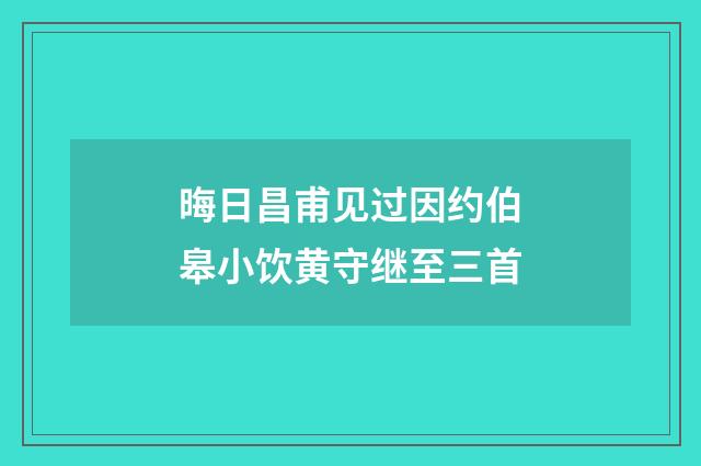 晦日昌甫见过因约伯皋小饮黄守继至三首