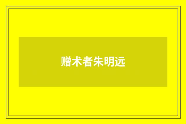 赠术者朱明远