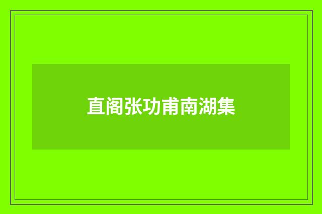 直阁张功甫南湖集