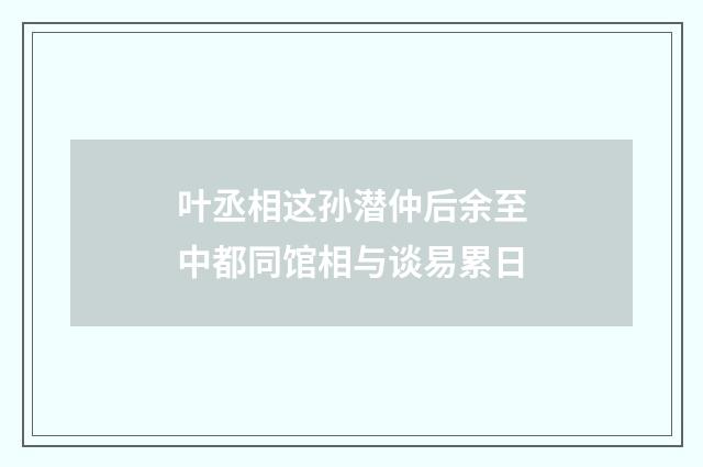 叶丞相这孙潜仲后余至中都同馆相与谈易累日