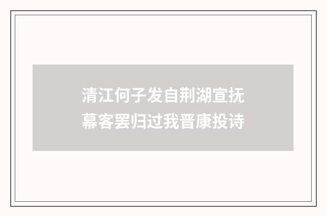清江何子发自荆湖宣抚幕客罢归过我晋康投诗