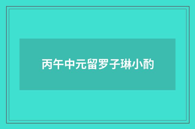 丙午中元留罗子琳小酌