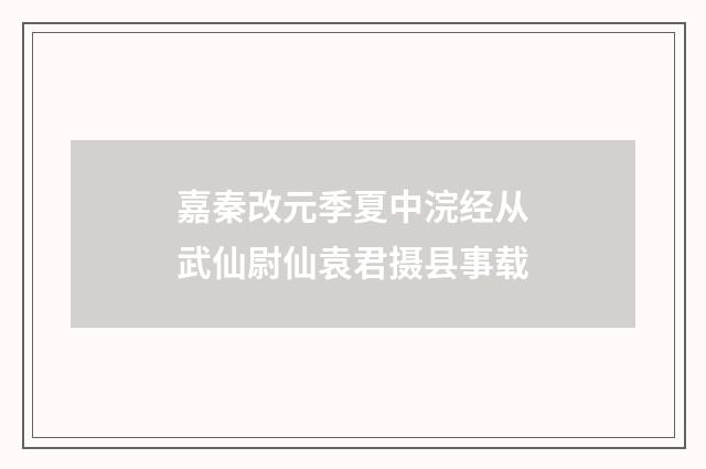 嘉秦改元季夏中浣经从武仙尉仙袁君摄县事载