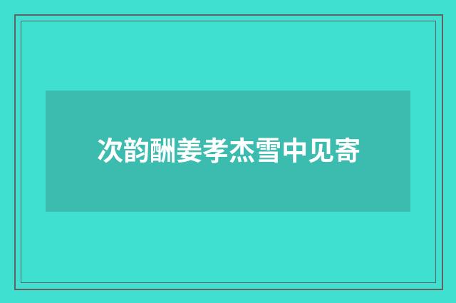 次韵酬姜孝杰雪中见寄