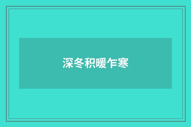 深冬积暖乍寒