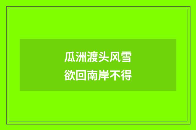 瓜洲渡头风雪欲回南岸不得